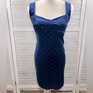 FOREVER 21 Bodycon Sleeveless Dress Stretchy Dark Blue w Silver Studs-Medium